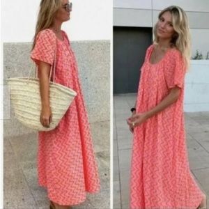 Zara Tangerine Print Maxi Dress